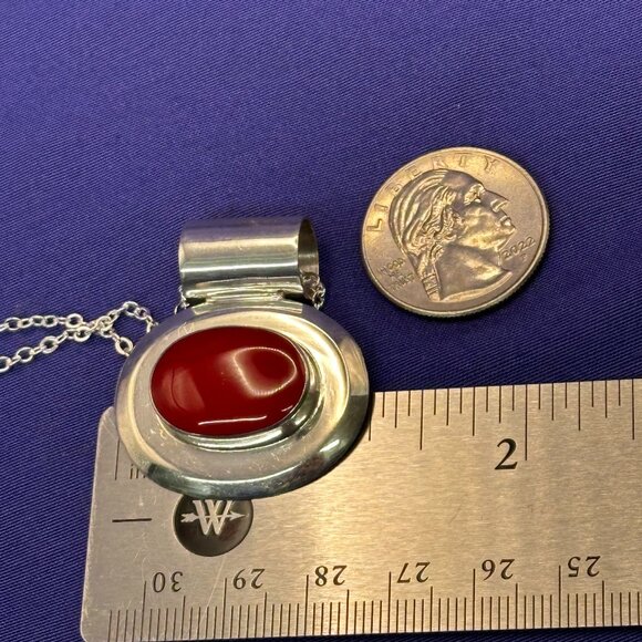 Sterling Silver Red Pendant on Silver-Plated Chain - Picture 5 of 14